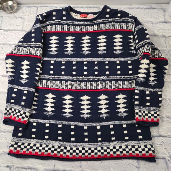 Liz Claiborne Liz & Co Sweaters - Vintage Liz Claiborne Liz & Co Sweater Navy Preppy Textured Geometric size small